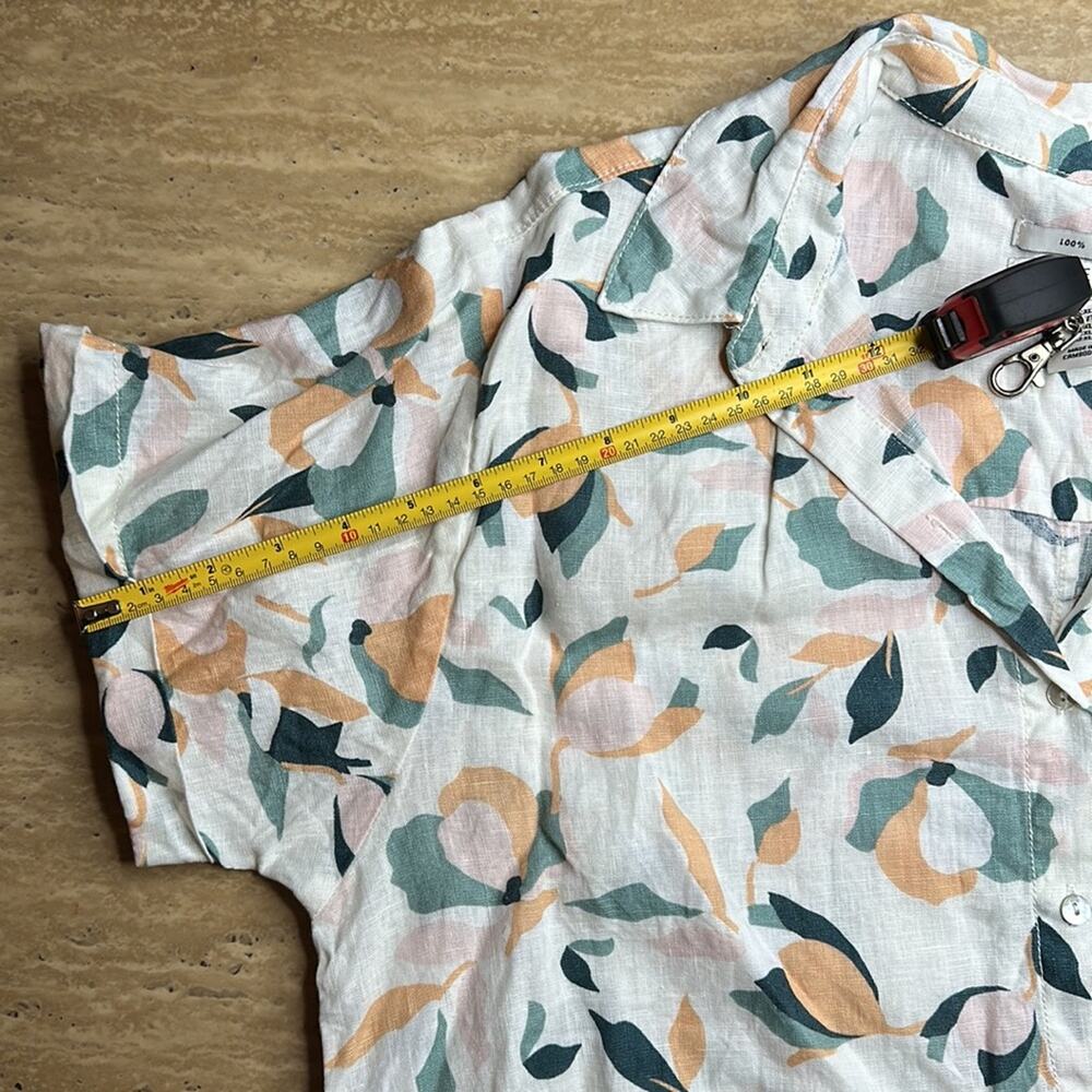 Rachel Zoe 100% Linen Button Up Patterned Dress W… - image 7